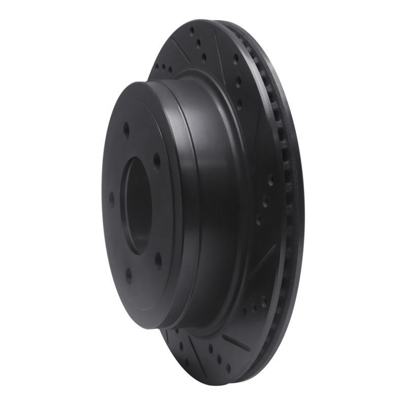 Ford E-150 Club Wagon Brake Rotor (1) - Rear Right - R1 Concepts - Drilled & Slotted - Black - `04-`06